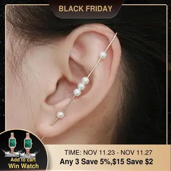 

Gold Filled/925 Silver Ear Cuff Ear Climber Handmade Natural Pearl Earrings Jewelry Oorbellen Minimalist Boho Earrings For Women