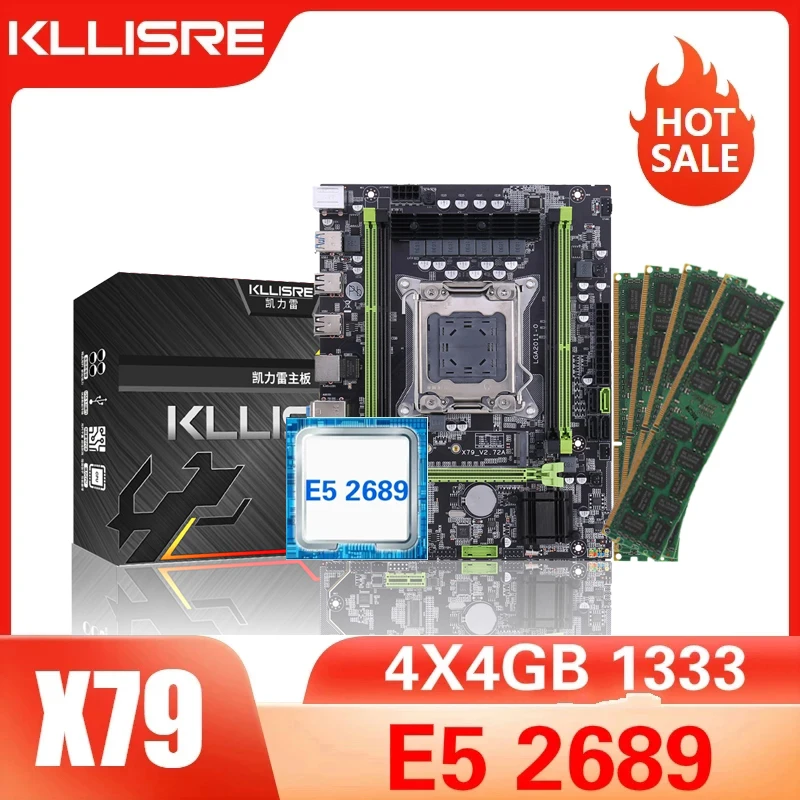 Материнская плата Kllisre X79 с комплектом LGA 2011 combos процессор Xeon E5 2689 4 шт. x ГБ = 16 Гб
