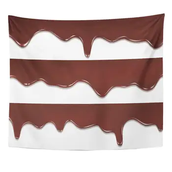 

Addiction Brown Drip Melted Chocolate Dripping on White Black Melt Bar Bitter Home Decor Tapestry Wall Hanging for Living Room