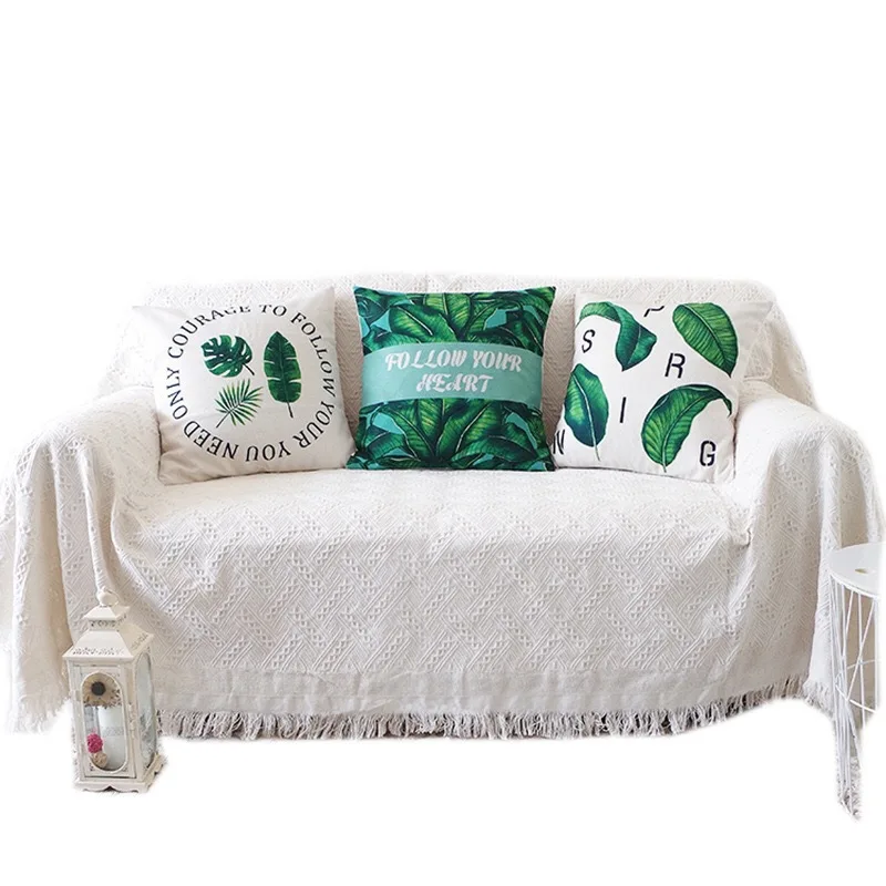 

Simple INS Northern European-Style Blanket Fabric Cover Protective Case Full Cover Single Double Sofa Slipcover Plain Color Plai