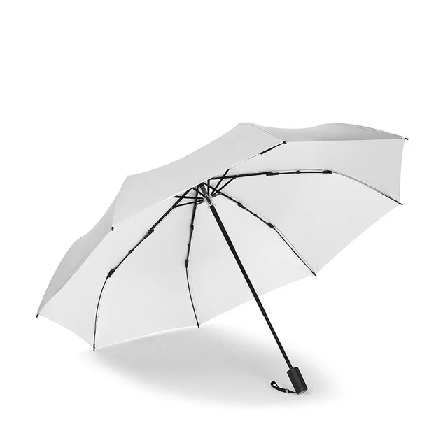 Зонт от солнца и дождя с защитой от ультрафиолета легкий титановый серебристый с черным покрытием складной зонт с 8 ребрами мужской ветрозащитный женский - Цвет: white