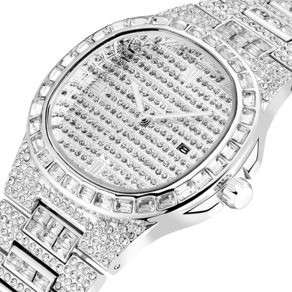 Patek Phillippe Relogio Masculino Tacto мужские часы лучший бренд класса люкс модные часы бриллианты серебряные водонепроницаемые спортивные часы 40 мм