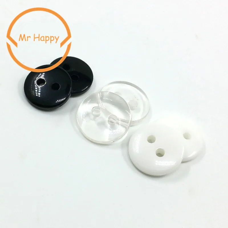 Transparent/Black/White 2-Holes resin Plastic Buttons 9-25mm Apparel Supplies Sewing Accessories 4