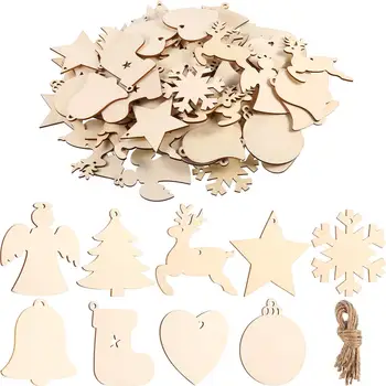 

10pcs wooden angel elk bell christmas tree pendant ornaments Xmas decorations for home happy new year kids gift toys navidad2020