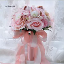 Искусственный Букет невесты Шелковый Свадебный букет фотография Гортензия Ирис Розы Свадебные цветы с ягодами SPH038
