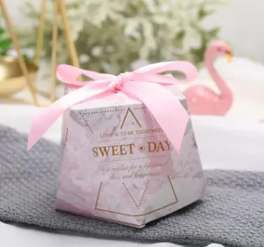 Pink box pink ribbon DIY, 50 коробок+ 50 лент, 19 видов, стильная Алмазная коробка для конфет, Свадебная коробка для конфет, лесная свежая серия, Подарочная коробка для конфет, вечерние принадлежности - Цвет: Pink box pink ribbon