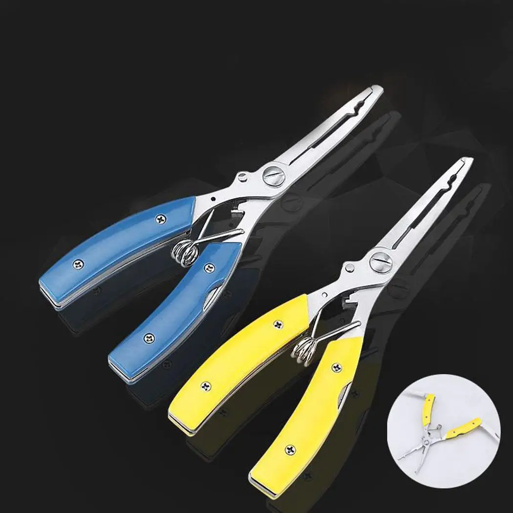 

Portable Metal Fishing Plier Fishing Accessories braid, mono filament, etc. Yellow, Blue Nylon Bag