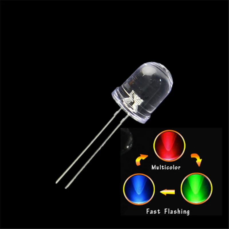 1000pcs 5 mm RGB 2-pin Slow Flash Rond DEL Feux Rainbow Blink