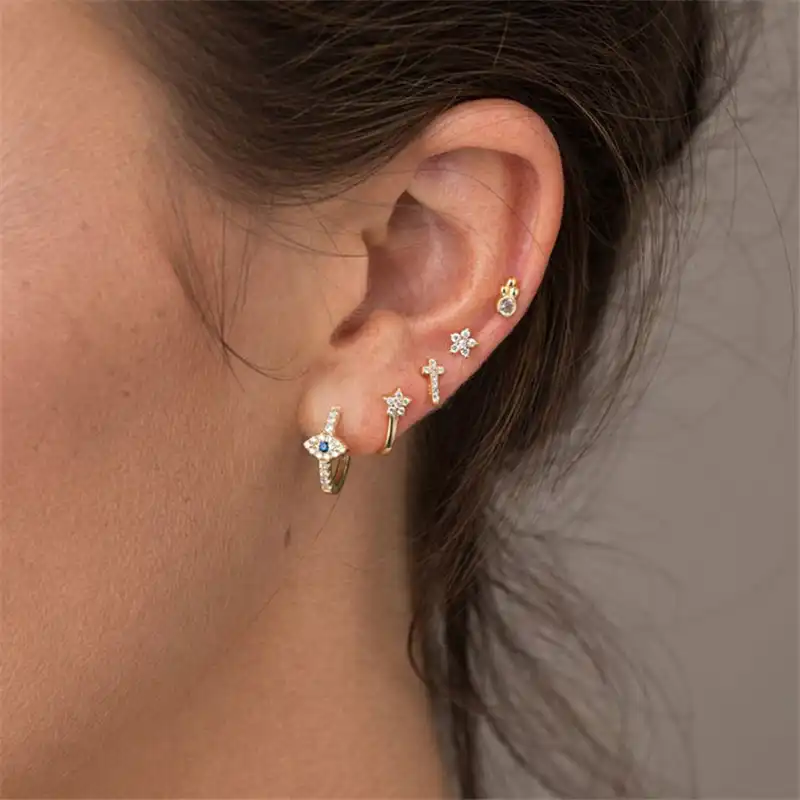 Simple Jewelry Dainty stud eye earring CZ eye studs Minimal earrings Eye Studs Tiny Evil Eye Stud Earrings