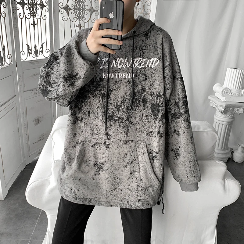 

2019 Autumn And Winter Men's New Casual Contrast Color Letter Pattern Printing Hooded Loose Temperament Trend Cotton Hoodies