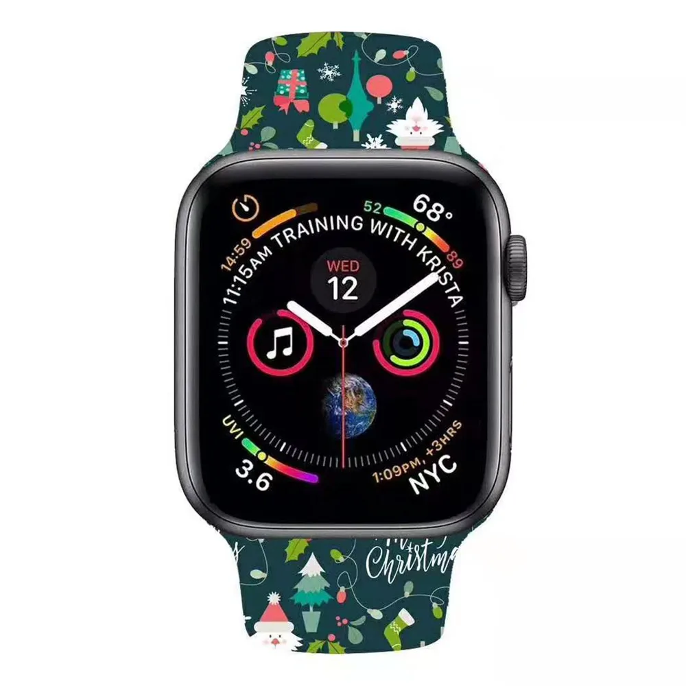 Силиконовый ремешок для часов Apple Watch 5 4 40 мм 44 мм 38 мм 42 мм Рождественский подарок ремешок для iwatch 1 2 3 4 5 браслет ремень