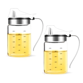 

2 Pcs 300Ml Olive Oil Dispenser Bottle, Edible Oil and Vinegar Measuring Bottle, with Handle, for Kitchen and Barbecue