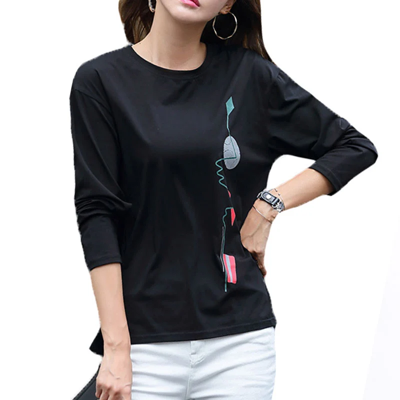 

Tee Camiseta Mujer Tops Women's Shirts 2020 Shein Official Store Women's Long Sleeve Tshirts Cotton Women T-shirt Plus Size