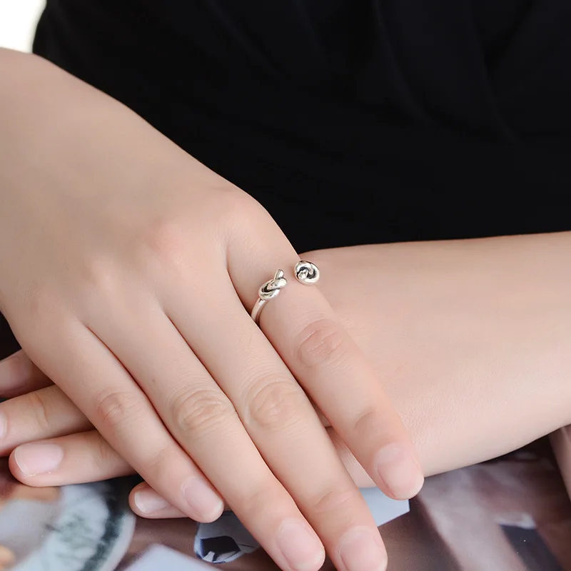 925 пробы, серебряное креативное ретро кольцо с двойным узлом для женщин и мужчин, простое тайское серебряное кольцо, хорошее ювелирное изделие
