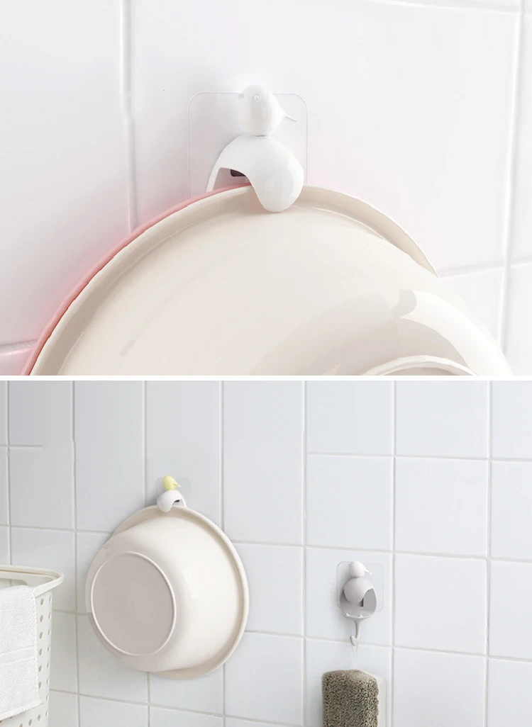 1pcs Creative Washbasin Hook Bird's Washbasin Hook Creative Scarless Bathroom Strong Wall Mount Pylon Color Random kitchen tool