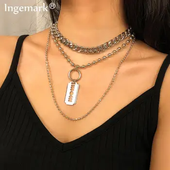 

Hip Hop Cuban Chunky Chain Choker Necklace Women Men Steampunk Goth Snake Link Silver Color Necklace Jewelry Collier Femme 2020