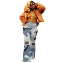 Расклешенные джинсы с кроем для женщин синие длинные брюки расклешенные женские джинсы женские повседневные модные джинсовые брюки с дырками винтажные карманы негабаритные