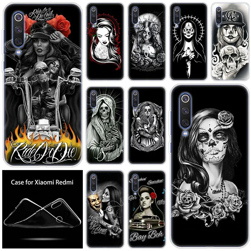 

luxury Soft Silicone Case Sugar Skulls for Xiaomi Mi CC9E 9SE 9T 8 Pro A2 A3 Lite 8SE A1 5X 6X Mix 3 2S Play Pocophone F1 Cover