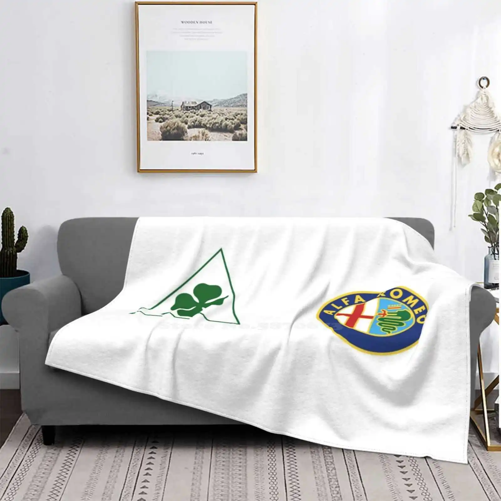 Alfa Quadrifoglio E Vecchio Distintivo-Colore/Bianco Design Creativo Leggero E Sottile Coperta Di Flanella Morbida Alfa Romeo Alfa Quadrifoglio