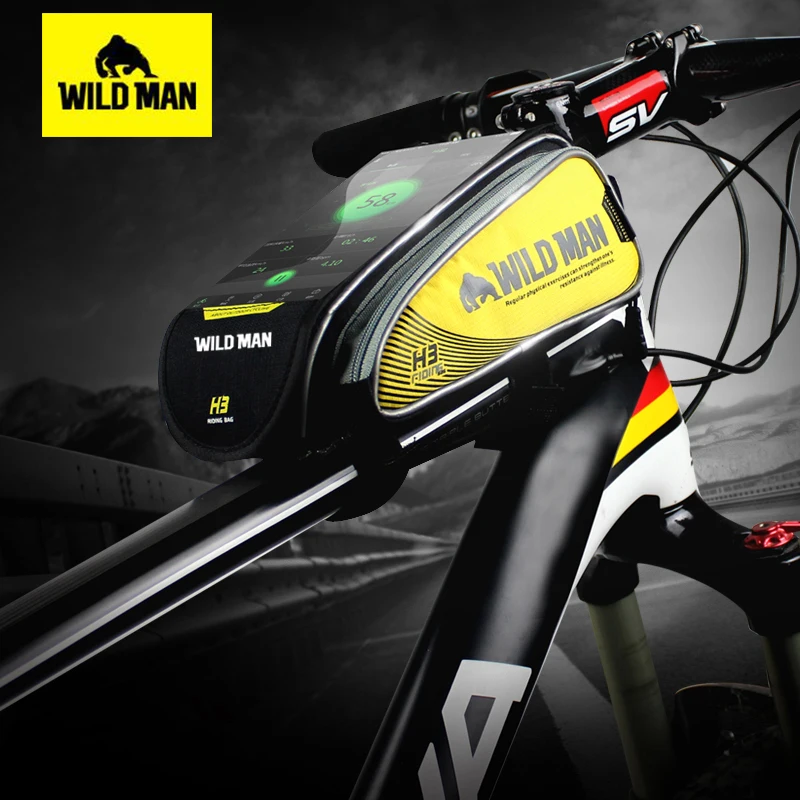 

WILD MAN Hard Shell Bicycle Bag 4.7-6.2" Reflective Rainproof Touch Screen Phone Case Bag Bike Top Tube Bag Cycling Accessories
