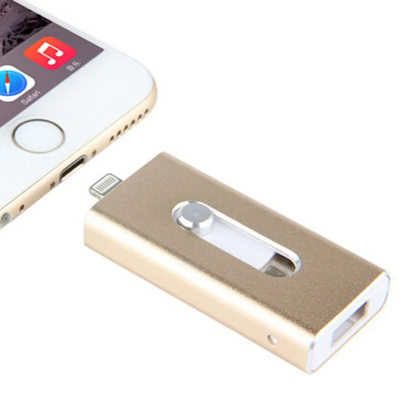 USB флеш накопитель для iPhone X/8/7/7 Plus/6/6s ipad металлический 8 ГБ 16 32 64 128 ГБ|USB