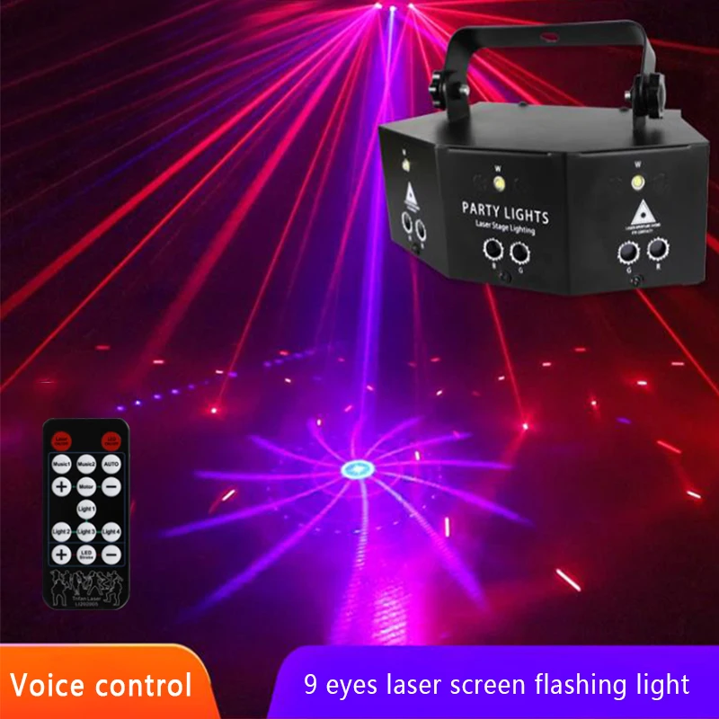 

10W 9 Hole 6 Eye Stage Light Professional DJ DMX Laser Disco Party Light E27 UFO DJ RGB Bar Effect Light Holiday Decor Christmas