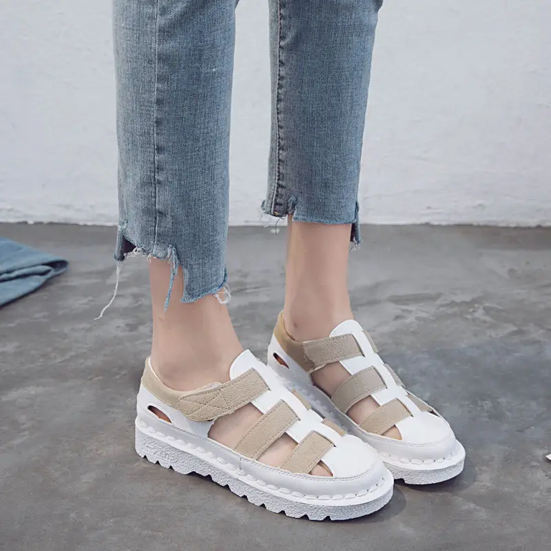 Hot 2021 Summer Women Comfy Flats Loafers Mother Soft Leather Cool Female Girls Casual Walking Footwear Lady Platform Flats