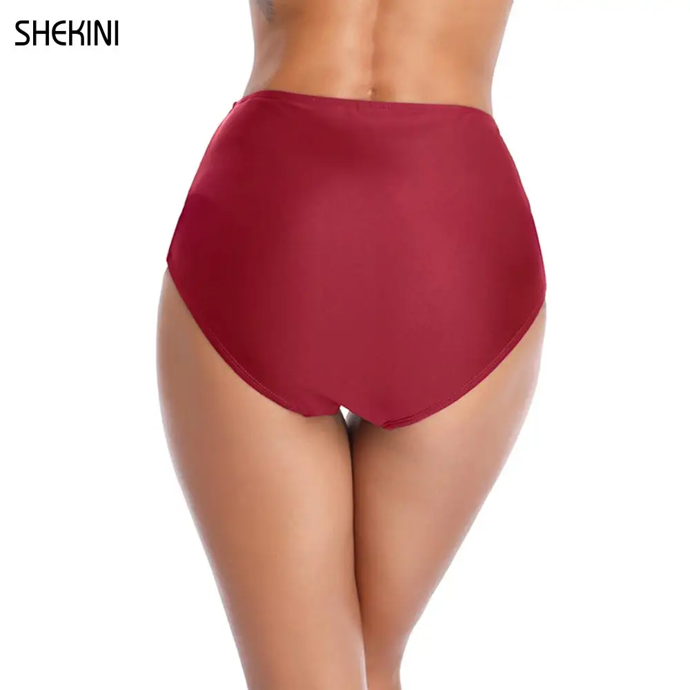 SHEKINI Women's Retro High Waisted Swim Bikini Bottom Ruched Side Swim Short Swimsuit Briefs Swimwear Panties Beachwear Tankini