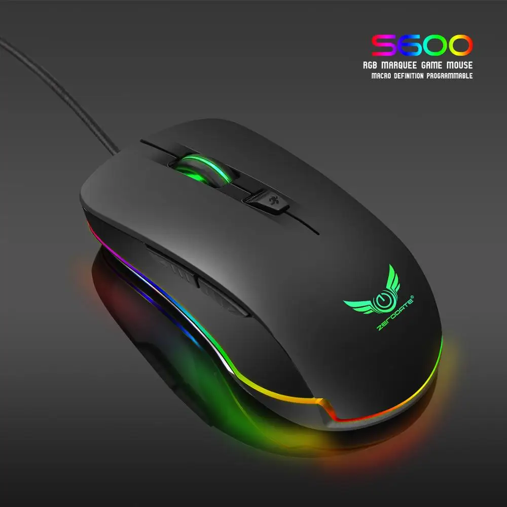  S600 Profession Gaming Mouse Wired RGB RGB Color Backlit 16.8 Million Chroma 4800 DPI 6 Programmabl