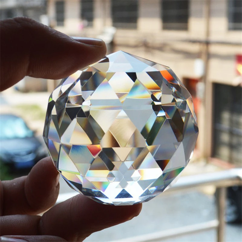 New Photography Faceted Crystal Ball Feng Shui Paperweight Decorative Glass Ball Shiny Transparent crystal solid faceted ball