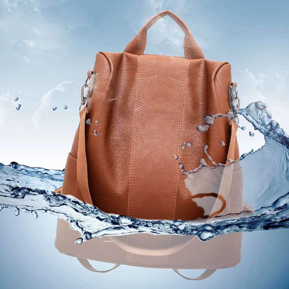 Местный запас женщин черный коричневый кожаный рюкзак для путешествий водонепроницаемый плеча школьная сумка, рюкзак ранец