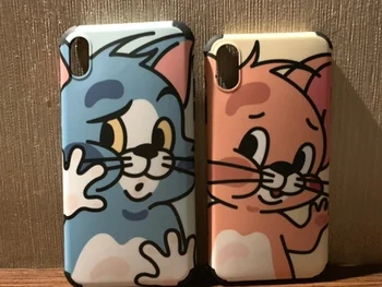 

Mobile phone case for iphone 11 retro cartoon cat and mouse silicone anti - fall protective cover cute men and women
