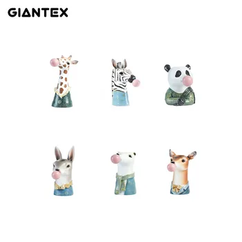 

New Modern Animal Head Resin Succulent Vase Flower Pot Hand Painting Blowing Bubbles Animal Bust Figure Decor For Living Room