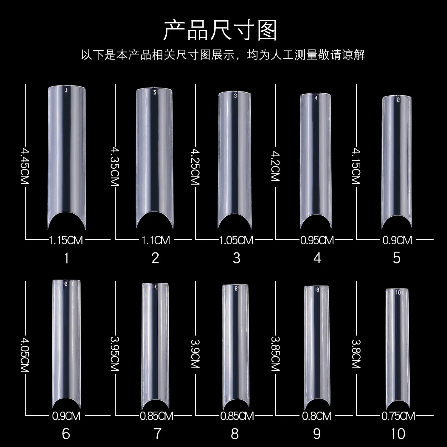 Acrylic False Nail Tips XXL Long Straight Square Shape With Box Extra Long XL C Curve Tips Half Cover Nail Tip Manicure Tool