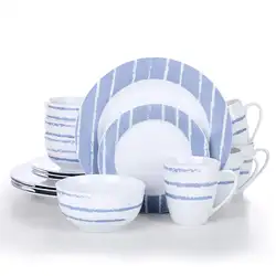 VEWEET IMANI 16 шт фарфоровая керамическая посуда набор посуды с обеденной тарелкой, десертная тарелка, глубокая чаша и 380 рюмка, мл