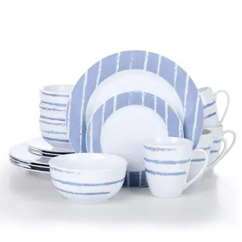 

VEWEET IMANI 16-Piece Porcelain Ceramic Dinnerware Tableware Plate Set with Dinner Plate,Dessert Plate,Cereal Bowl and 380ML Mug