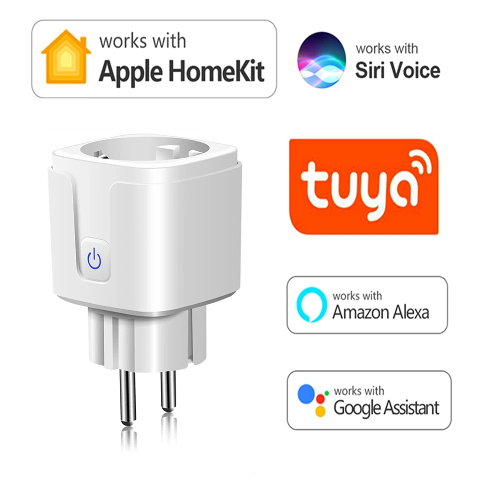 Tuya/ Apple Homekit смарт-розетка и Штепсель по стандарту ЕС 16A Wi-Fi Розетка сети
