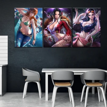 

Home Decor Canvas 3 Piece ONE PIECE Boa Hancock Nami Anime Sexy Art Silk Poster Prints Picture Home Wall Decoration Painting