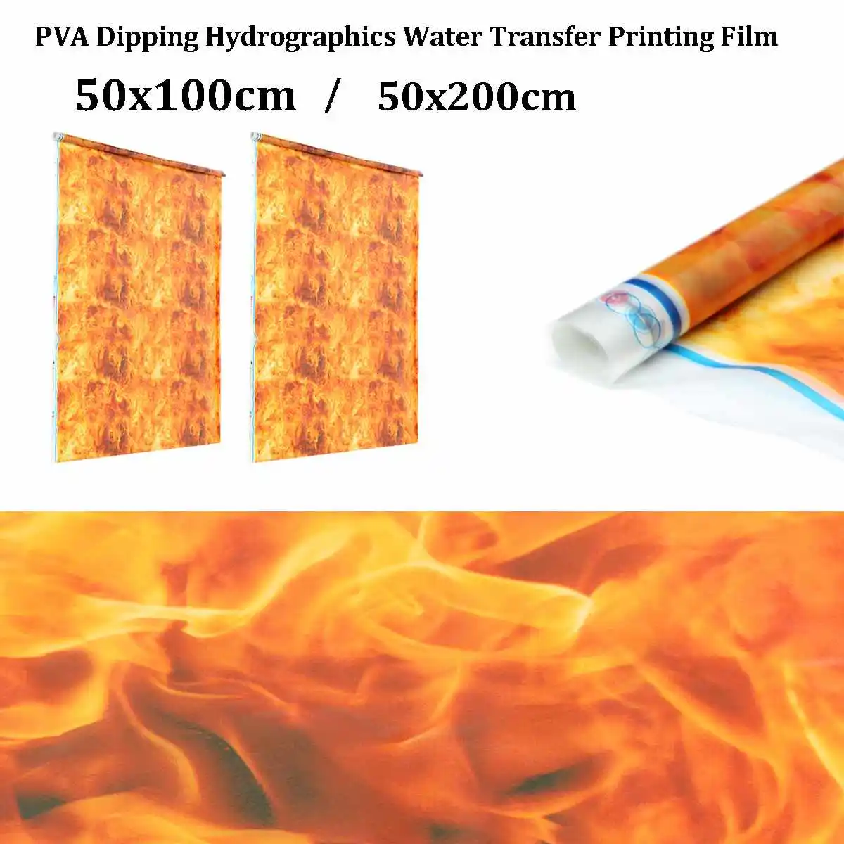 

50x100cm/50x200cm Orange PVA Hydrographic Film Water Transfer Printing Film Hydro Dip style Decals Stickers