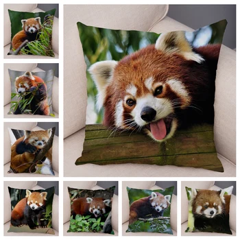

Cute Red Panda Printed Cushion Covers for Sofa Home Car Decor Lovely Wild Animal Pillowcase 45*45cm Soft Short Plush Pillow Case