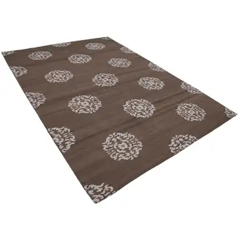 

191x271 Cm Brown Handmade Dhurrie Rug-6x9 Ft