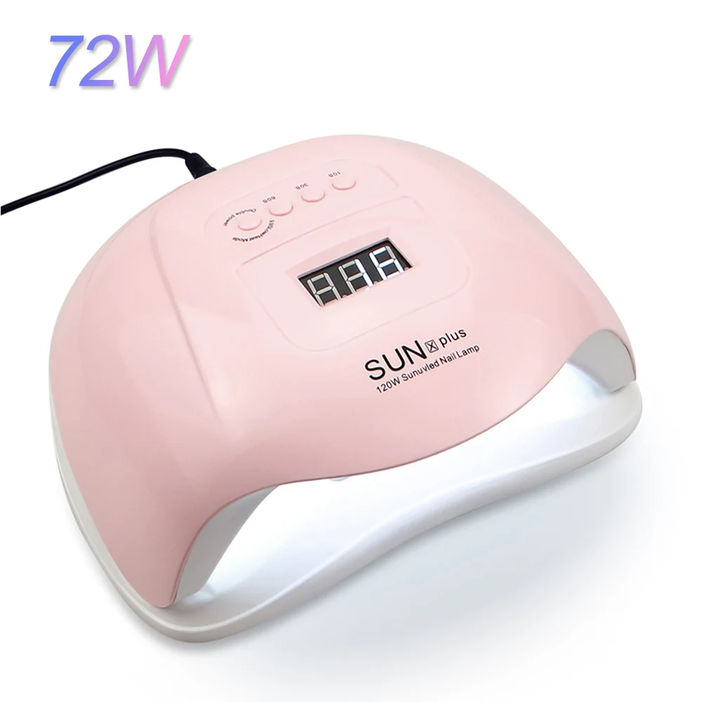 72W Pink 72 Вт Светодиодный светильник для ногтей с 36 шт. светодиодный s УФ лампа для маникюра гель Сушилка для ногтей сушильная лампа для полировки ногтей автоматический датчик маникюрные инструменты - Цвет: 72W Pink