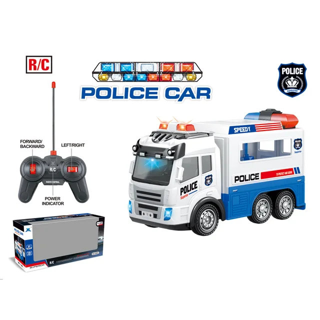 4CH Children's Remote Control Police Car Sound and Light Can Open The Door Alarm Sound Boy Simulation Model Toy Car