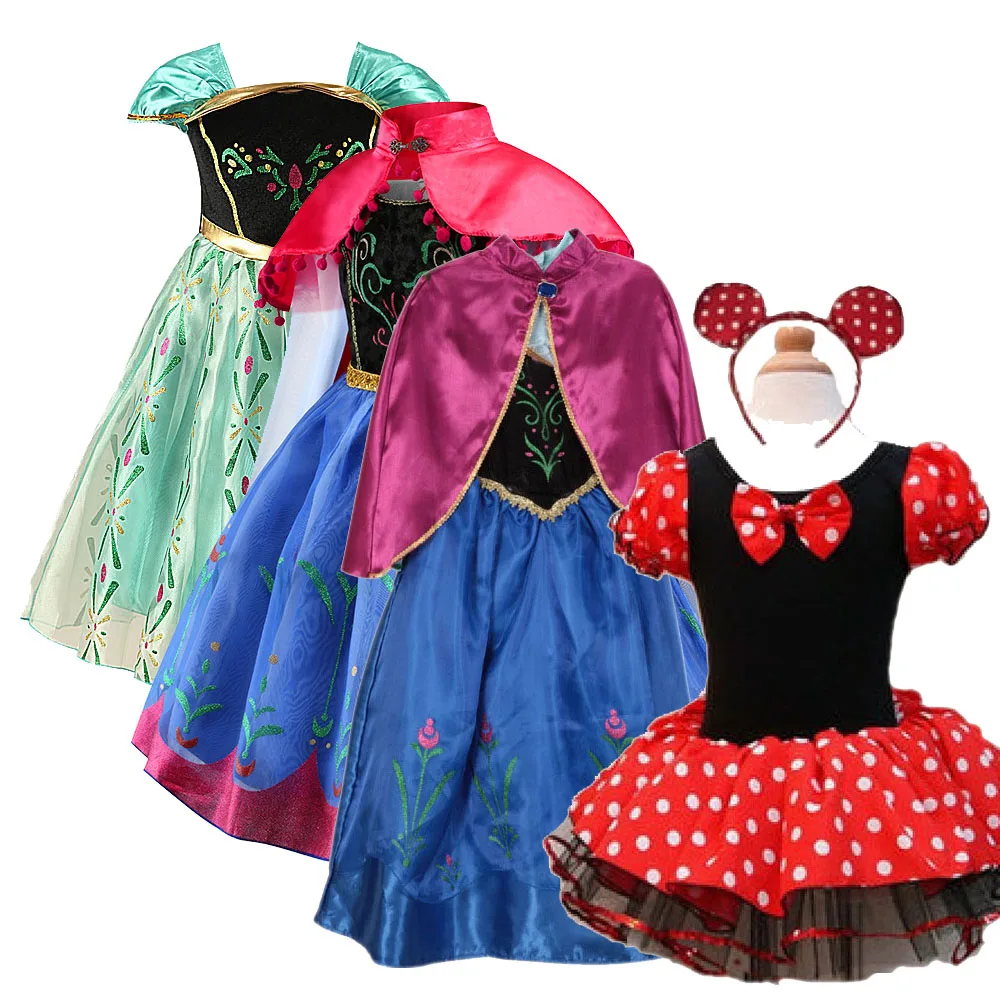 Детские костюмы Анны, Эльзы и Эльзы; платье принцессы для маленьких девочек; платья для рождественской вечеринки; Vestidos; нарядная свадебная одежда для девочек