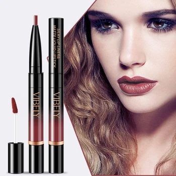 

Wine Red Nude Lipstick Matte Magic Long Lasting Vegan Cruetly Free Matte Innovation Double-end Lip Makeup Lipstick Liquid Mate