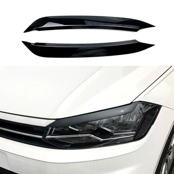

Black ABS Headlight Eyebrows Eye Cover Sticker Trim for POLO 2019+