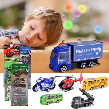 

5pcs Cartoon Toys Cute Plastic Pull Back Car Toys Simulation Truck Vehicle Model Set Mini Car Model Funny Kids for Boys Girls