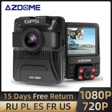 AzdomeミニGS65H車dvr 1080 720pデュアルレンズ720 1080pリアカメラナイトビジョンビデオレコーダー24時間駐車モードのgpsダッシュカメラ