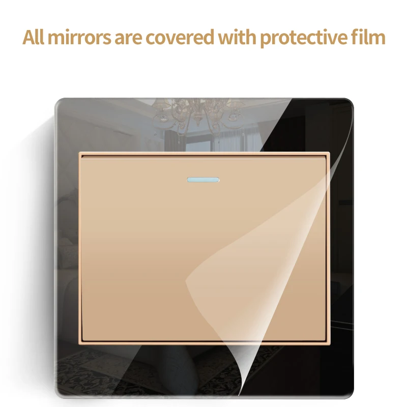 KAMANNI 3 Gang 1 Way Luxury Crystal Glass Panel Light Switch On / Off Wall Switch Interruptor 10A