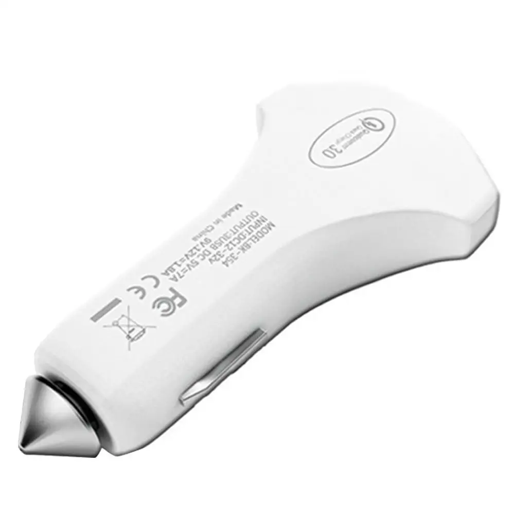 QC3.0 для быстрой зарядки на борту самолета type-c usb Автомобильное зарядное устройство с двойным usb Автомобильное зарядное устройство 35 Вт смарт автомобильное зарядное устройство для телефона - Цвет: White